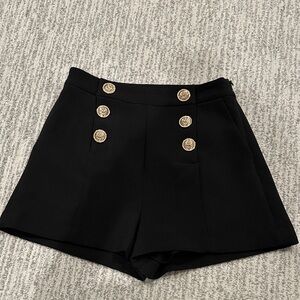 Endless Rose Black High Waist Shorts with Gold Buttons